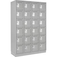 Clean Line Lockerette, 6 -tier, Bank of 4, 48" x 18" x 76", Steel, Grey, Rivet (Assembled) Cintas