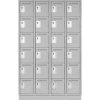 Clean Line Lockerette, 6 -tier, Bank of 4, 48" x 18" x 76", Steel, Grey, Rivet (Assembled) Cintas