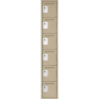 Clean Line Lockerette, 6 -tier, 12" x 18" x 72", Steel, Beige, Rivet (Assembled) Cintas