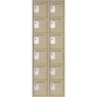 Clean Line Lockerette, 6 -tier, Bank of 2, 24" x 18" x 72", Steel, Beige, Rivet (Assembled) Cintas