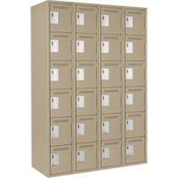 Clean Line Lockerette, 6 -tier, Bank of 4, 48" x 18" x 72", Steel, Beige, Rivet (Assembled) Cintas