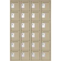 Clean Line Lockerette, 6 -tier, Bank of 4, 48" x 18" x 72", Steel, Beige, Rivet (Assembled) Cintas