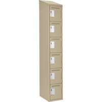 Petits casiers Clean Line, 6 niveaux, 12" x 18" x 78", Acier, Beige, Rivet (assembl&eacute;) Cintas
