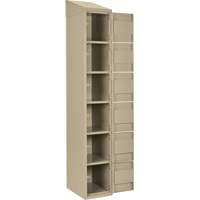 Clean Line Lockerette, 6 -tier, Bank of 4, 48" x 18" x 78", Steel, Beige, Rivet (Assembled) Cintas
