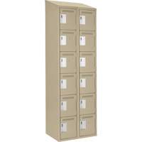 Clean Line Lockerette, 6 -tier, Bank of 2, 24" x 18" x 78", Steel, Beige, Rivet (Assembled) Cintas