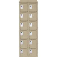 Clean Line Lockerette, 6 -tier, Bank of 2, 24" x 18" x 78", Steel, Beige, Rivet (Assembled) Cintas