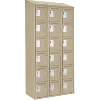 Clean Line Lockerette, 6 -tier, Bank of 3, 36" x 18" x 78", Steel, Beige, Rivet (Assembled) Cintas