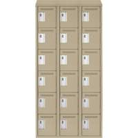 Clean Line Lockerette, 6 -tier, Bank of 3, 36" x 18" x 78", Steel, Beige, Rivet (Assembled) Cintas