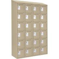Clean Line Lockerette, 6 -tier, Bank of 4, 48" x 18" x 78", Steel, Beige, Rivet (Assembled) Cintas