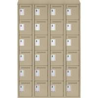 Clean Line Lockerette, 6 -tier, Bank of 4, 48" x 18" x 78", Steel, Beige, Rivet (Assembled) Cintas