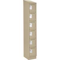 Clean Line Lockerette , 6 -tier, 12" x 18" x 82", Steel, Beige, Rivet (Assembled) Cintas
