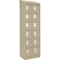 Clean Line Lockerette , 6 -tier, Bank of 2, 24" x 18" x 82", Steel, Beige, Rivet (Assembled) Cintas
