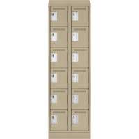Clean Line Lockerette , 6 -tier, Bank of 2, 24" x 18" x 82", Steel, Beige, Rivet (Assembled) Cintas