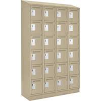 Clean Line Lockerette , 6 -tier, Bank of 4, 48" x 18" x 82", Steel, Beige, Rivet (Assembled) Cintas