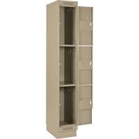 Clean Line Lockers, 3 -tier, Bank of 4, 48" x 18" x 76", Steel, Beige, Rivet (Assembled) Cintas