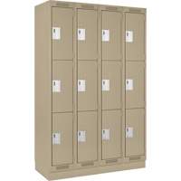 Clean Line Lockers, 3 -tier, Bank of 4, 48" x 18" x 76", Steel, Beige, Rivet (Assembled) Cintas