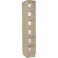 Clean Line Lockerette, 6 -tier, 12" x 18" x 76", Steel, Beige, Rivet (Assembled) Cintas