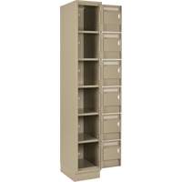 Clean Line Lockerette, 6 -tier, Bank of 4, 48" x 18" x 76", Steel, Beige, Rivet (Assembled) Cintas
