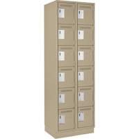 Clean Line Lockerette, 6 -tier, Bank of 2, 24" x 18" x 76", Steel, Beige, Rivet (Assembled) Cintas