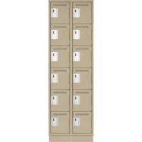 Clean Line Lockerette, 6 -tier, Bank of 2, 24" x 18" x 76", Steel, Beige, Rivet (Assembled) Cintas