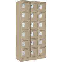 Clean Line Lockerette, 6 -tier, Bank of 3, 36" x 18" x 76", Steel, Beige, Rivet (Assembled) Cintas