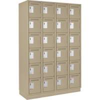 Clean Line Lockerette, 6 -tier, Bank of 4, 48" x 18" x 76", Steel, Beige, Rivet (Assembled) Cintas