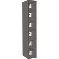 Clean Line Lockerette, 6 -tier, 12" x 18" x 72", Steel, Charcoal, Rivet (Assembled) Cintas