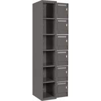 Clean Line Lockerette, 6 -tier, Bank of 4, 48" x 18" x 72", Steel, Charcoal, Rivet (Assembled) Cintas