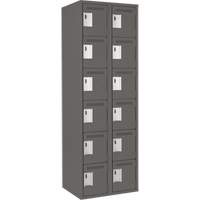 Clean Line Lockerette, 6 -tier, Bank of 2, 24" x 18" x 72", Steel, Charcoal, Rivet (Assembled) Cintas