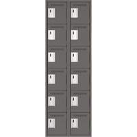 Clean Line Lockerette, 6 -tier, Bank of 2, 24" x 18" x 72", Steel, Charcoal, Rivet (Assembled) Cintas