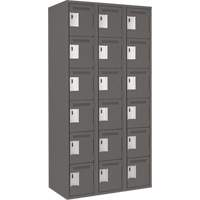 Clean Line Lockerette, 6 -tier, Bank of 3, 36" x 18" x 72", Steel, Charcoal, Rivet (Assembled) Cintas