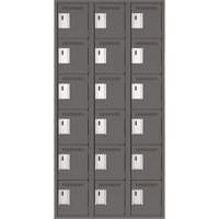 Clean Line Lockerette, 6 -tier, Bank of 3, 36" x 18" x 72", Steel, Charcoal, Rivet (Assembled) Cintas