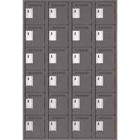 Clean Line Lockerette, 6 -tier, Bank of 4, 48" x 18" x 72", Steel, Charcoal, Rivet (Assembled) Cintas