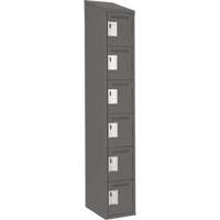 Clean Line Lockerette, 6 -tier, 12" x 18" x 78", Steel, Charcoal, Rivet (Assembled) Cintas