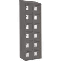 Clean Line Lockerette, 6 -tier, Bank of 2, 24" x 18" x 78", Steel, Charcoal, Rivet (Assembled) Cintas