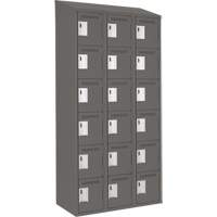 Clean Line Lockerette, 6 -tier, Bank of 3, 36" x 18" x 78", Steel, Charcoal, Rivet (Assembled) Cintas