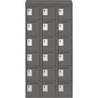 Clean Line Lockerette, 6 -tier, Bank of 3, 36" x 18" x 78", Steel, Charcoal, Rivet (Assembled) Cintas