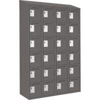 Clean Line Lockerette, 6 -tier, Bank of 4, 48" x 18" x 78", Steel, Charcoal, Rivet (Assembled) Cintas