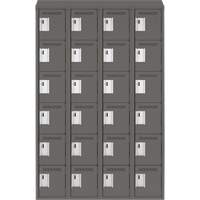 Clean Line Lockerette, 6 -tier, Bank of 4, 48" x 18" x 78", Steel, Charcoal, Rivet (Assembled) Cintas
