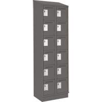 Clean Line Lockerette, 6 -tier, Bank of 2, 24" x 18" x 82", Steel, Charcoal, Rivet (Assembled) Cintas