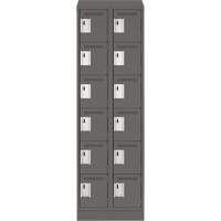 Clean Line Lockerette, 6 -tier, Bank of 2, 24" x 18" x 82", Steel, Charcoal, Rivet (Assembled) Cintas