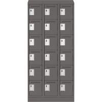 Clean Line Lockerette, 6 -tier, Bank of 3, 36" x 18" x 82", Steel, Charcoal, Rivet (Assembled) Cintas