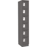 Clean Line Lockerette, 6 -tier, 12" x 18" x 76", Steel, Charcoal, Rivet (Assembled) Cintas
