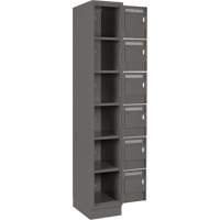 Clean Line Lockerette, 6 -tier, Bank of 4, 48" x 18" x 76", Steel, Charcoal, Rivet (Assembled) Cintas