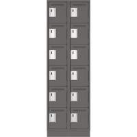 Clean Line Lockerette, 6 -tier, Bank of 2, 24" x 18" x 76", Steel, Charcoal, Rivet (Assembled) Cintas