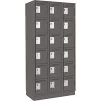 Clean Line Lockerette, 6 -tier, Bank of 3, 36" x 18" x 76", Steel, Charcoal, Rivet (Assembled) Cintas