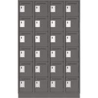 Clean Line Lockerette, 6 -tier, Bank of 4, 48" x 18" x 76", Steel, Charcoal, Rivet (Assembled) Cintas