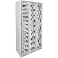 Clean Line Lockers, Bank of 3, 36" x 12" x 72", Steel, Grey, Rivet (Assembled), Perforated Cintas