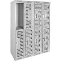 Casiers Clean Line, 2 niveaux, Bloc de 4, 48" x 12" x 72", Acier, Gris, Rivet (assembl&eacute;), Perfor&eacute; Cintas