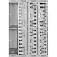 Casiers Clean Line, 2 niveaux, Bloc de 4, 48" x 12" x 72", Acier, Gris, Rivet (assembl&eacute;), Perfor&eacute; Cintas